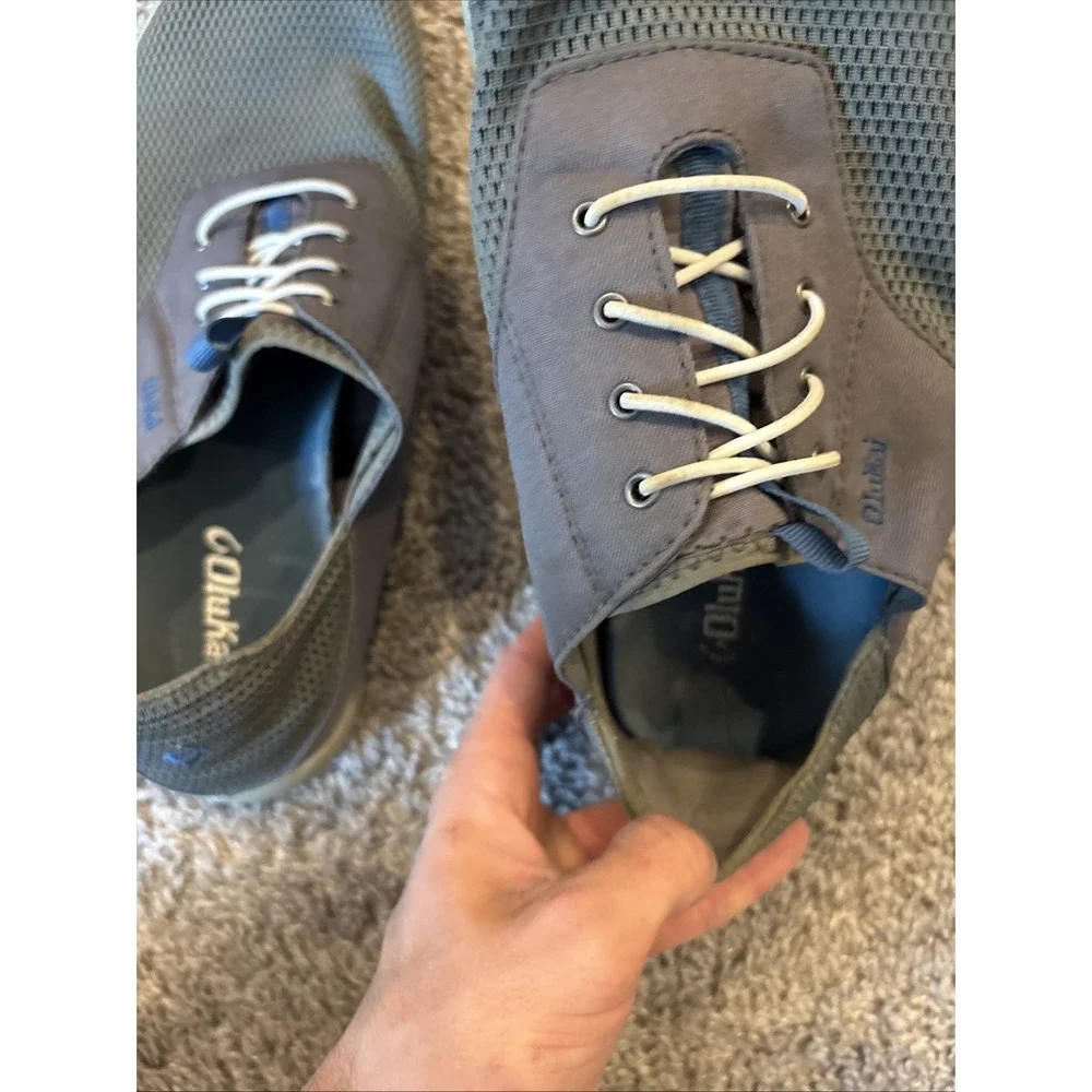 OluKai Nohea Moku Men’s 10.5 Gray Mesh Comfort Sneaker Casual Shoe Beach Sneaker
